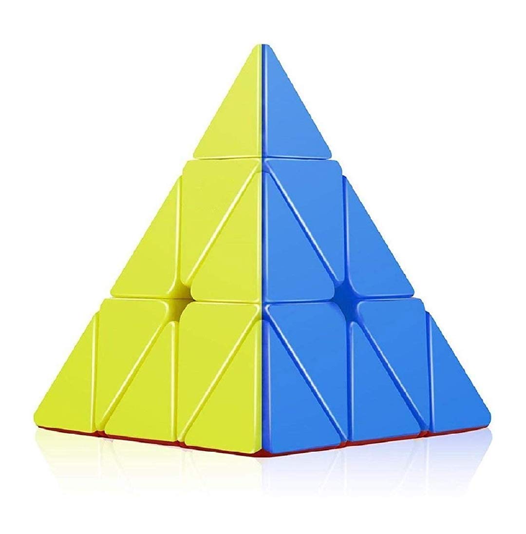 Plus Plastic Pyramid Cubes High Speed Sticker Less Magic Puzzle Cube Game Toy (Pyraminx),Multicolor