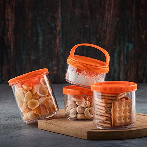 Image of GROB StackIt 4-Layer Stackable Snack Container with Handle | Airtight Food Storage Jar | Multipurpose Dry Fruit, Biscuit & Namkeen Box | BPA Free Plastic | Travel & Kitchen Storage (Pack 3)