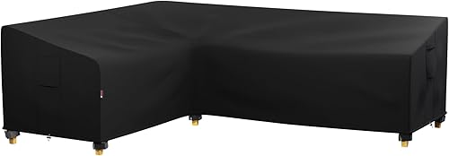 Vista 44 de iBirdie Funda modular para exteriores de 85 x 85 pulgadas, 84 x 84 pulgadas, 83 x 83 pulgadas, 82 x 82 pulgadas, en forma de L, impermeable, Negro