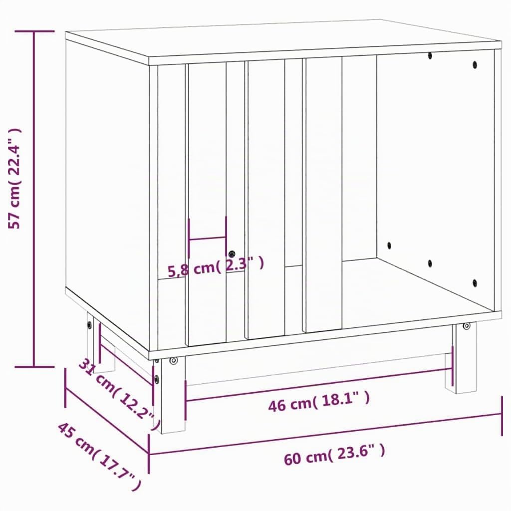 vidaXL Hundehütte Weiß 60x45x57 cm Massivholz Kiefer Hundehaus Hundebett