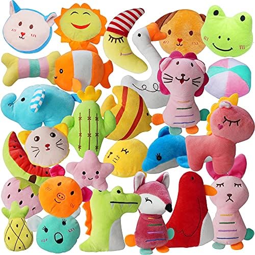 YUNKINGDOM 27 Pack Puppy Squeaky Toy,Different Designs Small Dog Squeakers Toys, Cute Bulk Plush Dog Toys