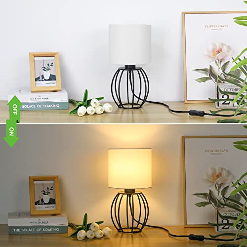 Brightever Set Of 2 Table Lamps For Bedroom, Modern Bedside Nightstand Lamps With White Fabric Shade And Black Metal Base, Small Side Table Lamp For Office Dorm Reading Working (Bulbs Not Included) #TOP4
