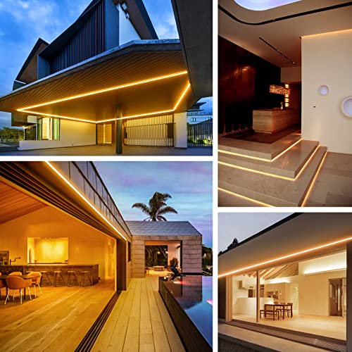 Shine Decor 50Ft Led Neon Rope Lights Outdoor Waterproof, Ac 110V 120V Flexible Neon Led Strip Lights(Warm White), Etl Plug&Play 15M Neon Lights String 120 Leds/M For Home Garden Commercial Lighting #TOP6