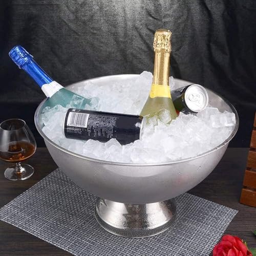 Cubo de hielo de acero inoxidable, enfriador de champán de metal duradero para uso doméstico y decoración