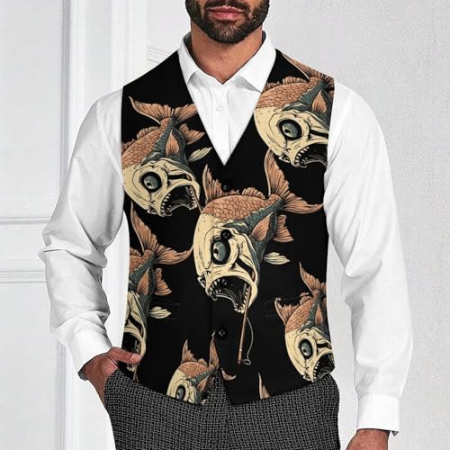 Fish Skull Men's Suit Vests Business Formal Dress Vest V-Neck Waistcoat for Wedding Casual2