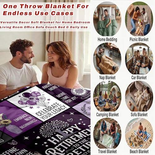 Retirement Gifts Throw Blanket - Going Away, Goodbye, Farewell Gifts for Women Men Coworkers - Leaving Job, Moving Away Presents for Friend, Boss, Work Bestie - Soft Cozy Decor Blanket Present 50"x60" — view 5