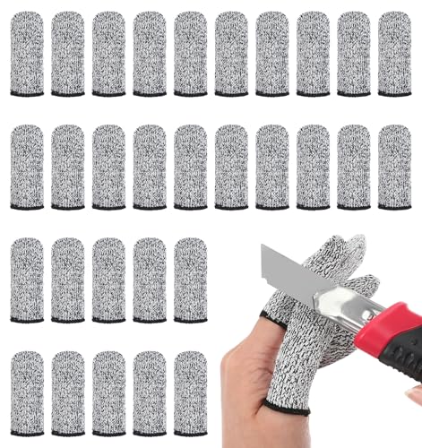 30 Pcs Finger Protectors, Finger Cots Reusable Anti-Cut Fingertip Guards for Work, Fingers Tips Protector Sculpture & Crafting Elastic and Flexible Wearing