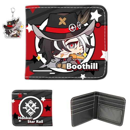 Honkai Star Rail Wallet for Women Men Kawaii Firefly Bifold Wallet Boothill Purse Card Holder, Free Keychain (Boothill)