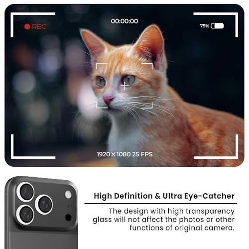 Image of ArmourPro Premium Camera Lens Protector Tempered Glass Compatible For iPhone 17 Pro Max Tough HD Individual Aluminum Alloy Rings 9H Camera Cover, Scratch-Resistant,Camera Lens Protection| Silver