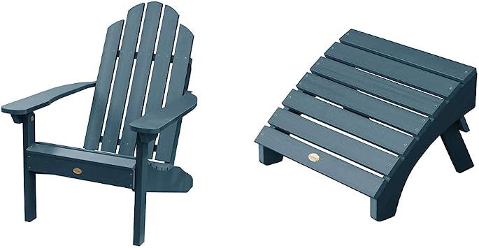 highwood Classic Westport Adirondack Chair Nantucket Blue and Ottoman