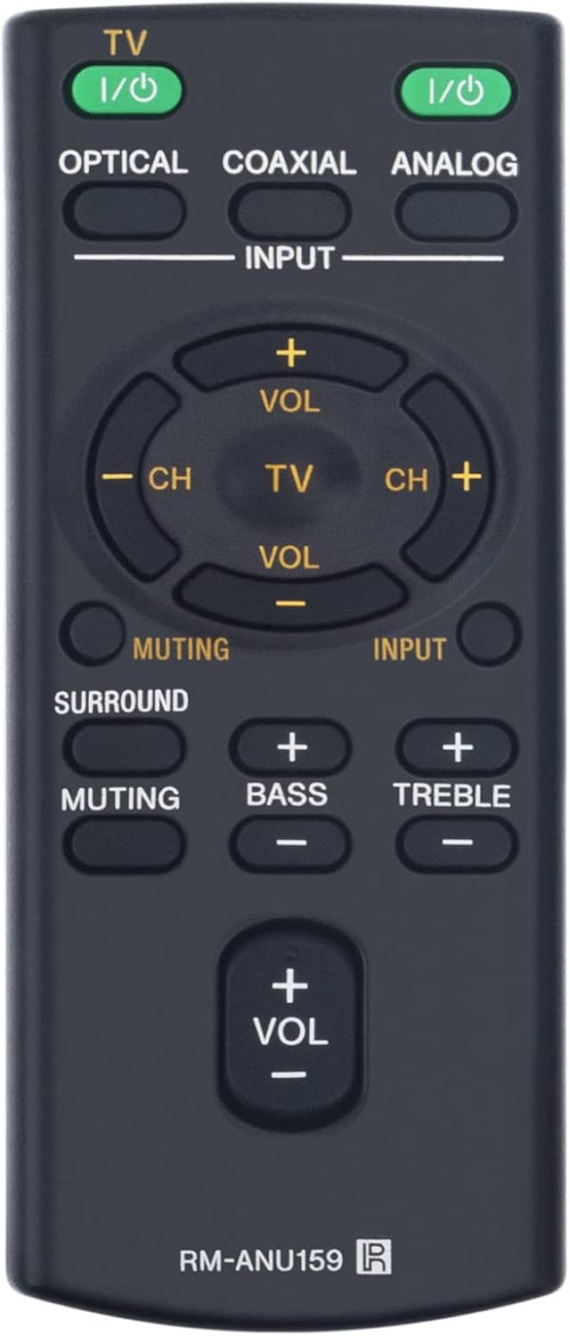 RM-ANU159 Replacement Remote Control Fit for Sony Sound Bar Home Theatre System SS-WCT60 SA-CT60 HT-CT60