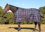 Jeffers Poplar Head Origin 600 Denier Turnout Blanket, 240 Gram, Navy and Merlot Plaid, 87