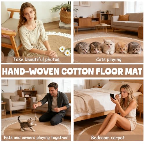 Alfombra Rascadora para Gatos, 39 in, Lavable, Boho Trenzada miniatura 5