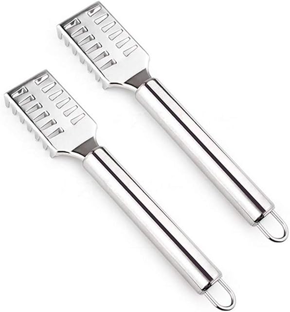 2 Pcs Fish Scale Remover Stainless Steel Grip Handle Fish Scale Scraper Stainless Steel Sawtooth Fish Scales Skin Remover for Fast Scales Peeling