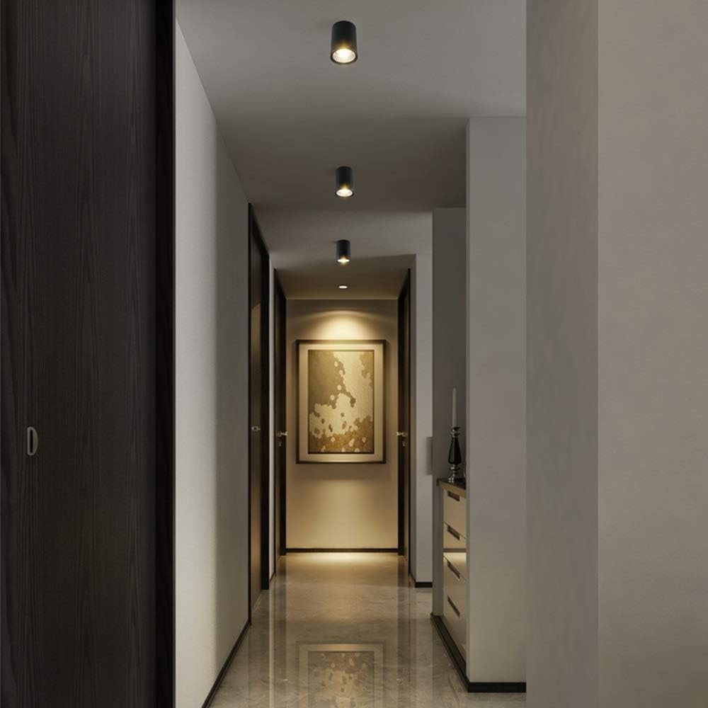 Iluminación Foco LED Montaje en superficie Lámpara de techo Balcón Inodoro Baño Downlight Luz alta COB Foco de techo Panel de rejilla redonda creativa Luz de techo(Neutral Light)