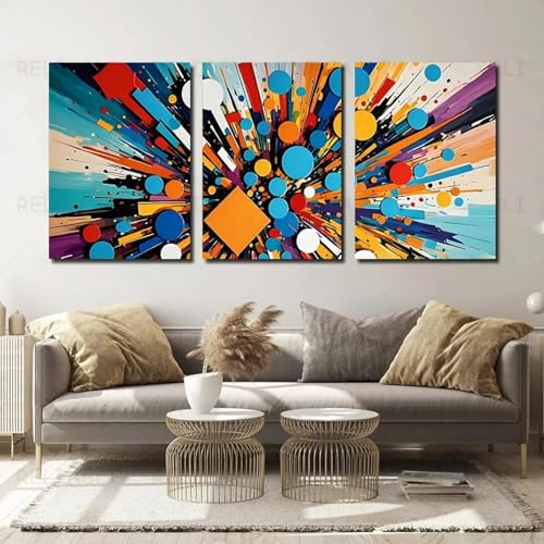 Tableau tridimensionnel carrés colorés pour habiller un mur vide 70x90