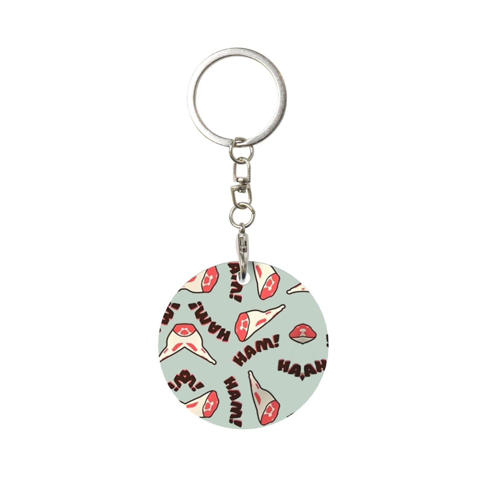 Tcoay Unisex As Picture 1 Pcs Round Metal Keychain,Key Chain Ring Holder,Mini Pendant Crafts,Mini Pendant Crafts,Ham-Meat