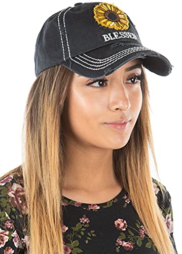 Image of Funky Junque Womens Baseball Cap Distressed Vintage Unconstructed Embroidered Dad Hat