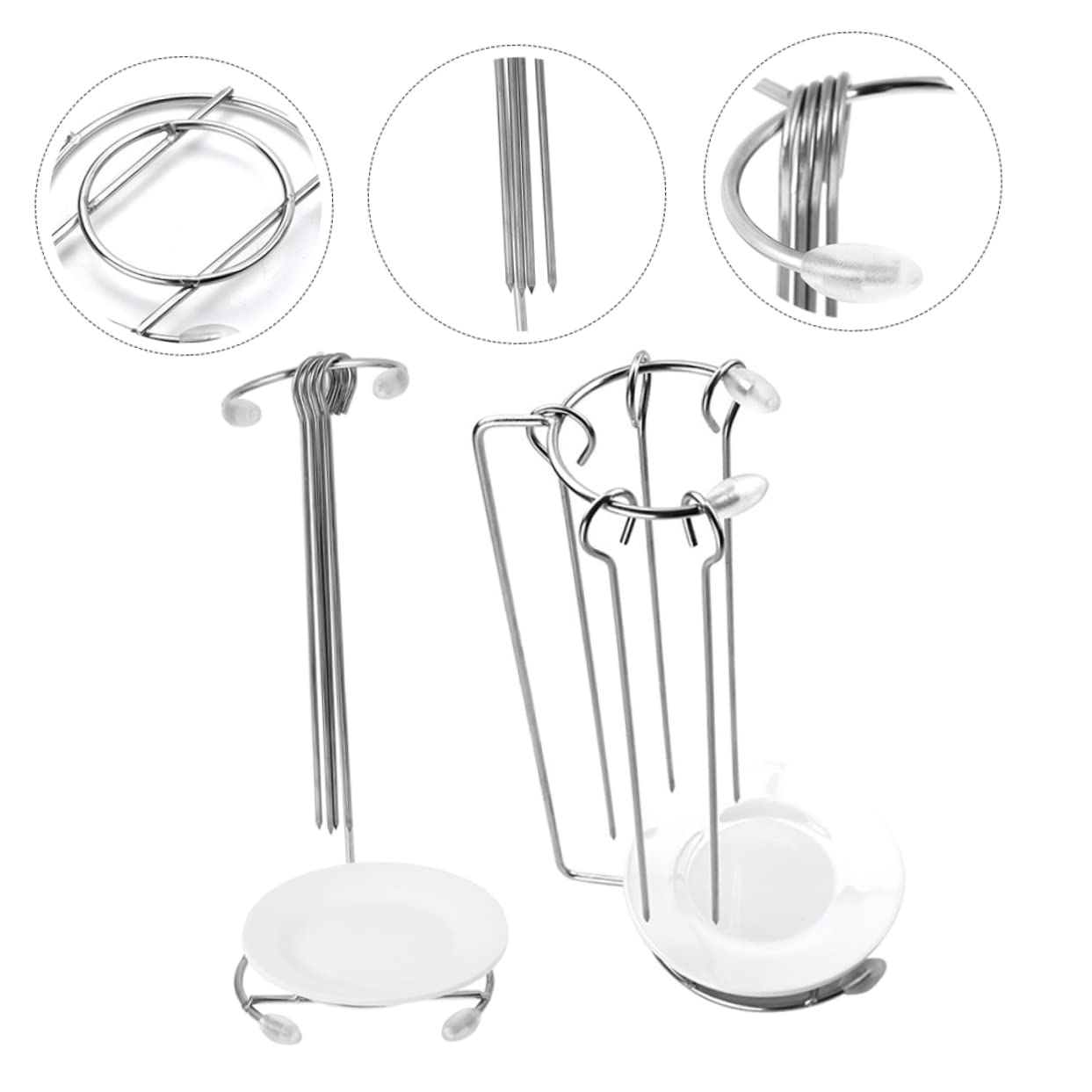 2 Set Supporti in Inossidabile per Spiedini Barbecue Appendibili Resistenti Facili da e Smontare per BBQ Accessori Compatti e Duraturi