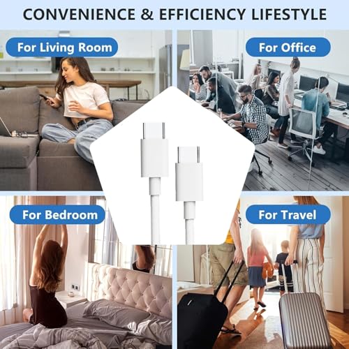 Image of Type C to Type C Cable 1 Meter, 480Mbps Data Sync & Charging Cable, Braided Cord for Phone, Tablet, Laptop and USB C Devices, White