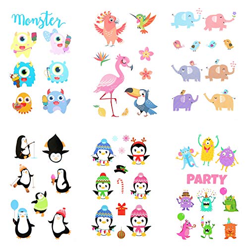 Kid's Fun Temporary Tattoos - More Than 200 Animal-Themed Easy-to-Use Tattoos for Children (21 Sheets) - Thumbnail 6