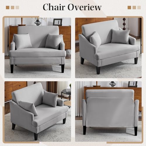 Sillón moderno gris de una plaza con cojines miniatura 5