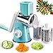 FAVIA Râpe à Main rotative pour légumes, Râpe à Légumes Manuelle-Multifonctions Rape à Tambour,avec 3 Lames en Acier Inoxydable,pour Les Fruits, Les Légumes et Le Fromage (Bleu)