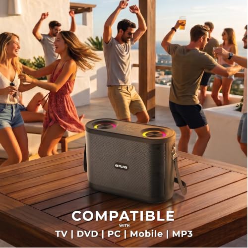 Image of Aiwa Nano Blast AW-SSB140 Wireless Bluetooth Speaker | Portable Wireless USB, TF Card & AUX Input | Auto Reconnect | DC 5V Rechargeable | Black