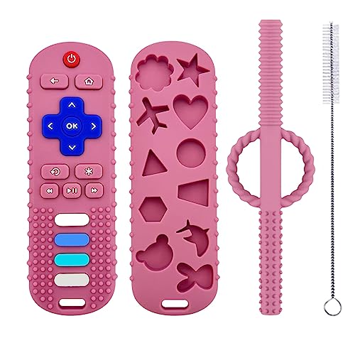 Image of 2-Pcs Baby Teething Toys, Silicone Teethers for Babies, Cute Remote Control Shape Teething Toys, Chew Toys for Boys and Girls Teether Early Educational Sensory Toy