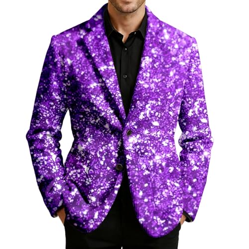 Sakko Chaqueta de pana para hombre con estampado de lentejuelas, disfraz de carnaval, disfraz de carnaval brillante, chaqueta de traje, chaqueta de traje, chaqueta de fiesta, chaqueta festiva, morado
