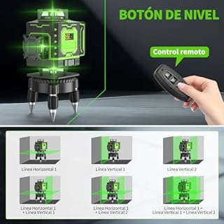Niveau Laser Chantier Autonivelant 360° x 4 Avec trépied, Lazer Niveaux 4D 16 Lignes Laser, Mode Impulsion ExtéRieur, 2 x Batterie, Nivellement Automatique, Support Rotatif, Télécommande