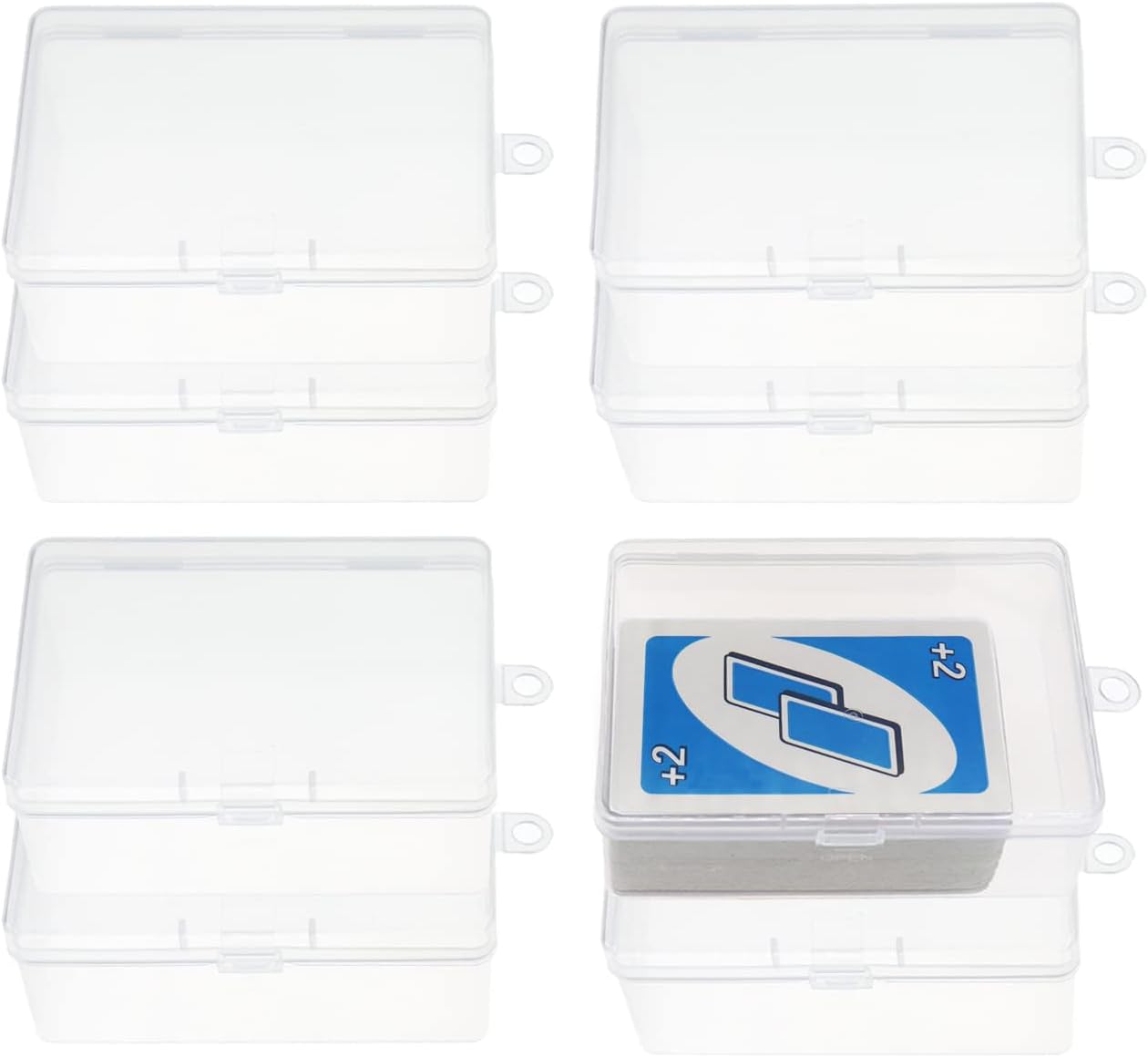 Plastic UNO Card Box Case, High Capacity Playing Card Case Holder Storage Box, Clear Card Deck Case (NO Cards) (Set of 8)