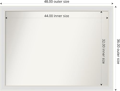 Miniatura 3 de Amanti Art White Bathroom Mirror for Over Sink, 36x48 Custom Made Flair Soft White Rectangle Vanity Mirror, Oversize Casual Wood Frame, Hangs