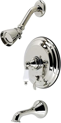 Miniatura 8 de Kingston Brass KB36350PL Grifo de restauración para bañera y ducha con manija de palanca de porcelana, bronce aceitado Oil Rubbed Bronze,Cromo