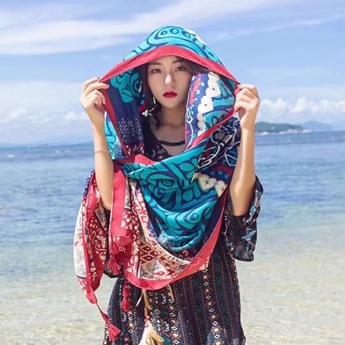 Beach Shawl &Wrap for Women Summer Scarfs Cotton&Linen Boho Sunscreen Tassel Fashion Scarves 70.8 "x35.4/180x90CM2
