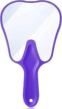 LA MIERE Tooth Shaped Mirror - Handheld Dental Mirror with Handle, Lightweight and Smooth, Purple