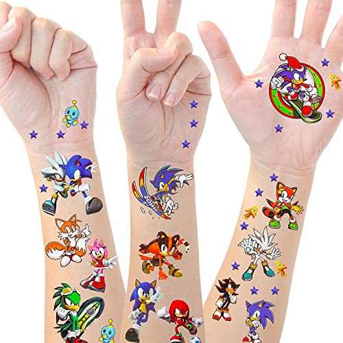 Sonic Tatuajes Temporales Niñas Niños, Pegatinas Tattoos Stickers Regalo de Decor Fiesta Para Niños Infantiles Adultos