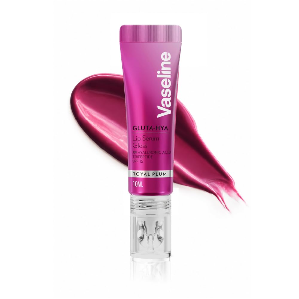 Vaseline Gluta-Hya Royal Plum Lip Gloss, Serum Lip Care with Hyaluronic Acid and GlutaGlow Technology, Tints, Plumps and Protects with SPF15, for Plumper Lips | 10 ml-picture-17