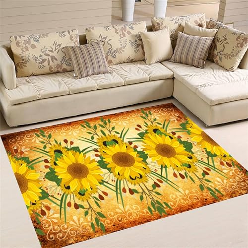 Tapete decorativo de área girasol 4x5 pies
