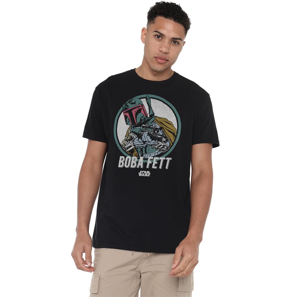 Star Wars Mens Retro Boba T Shirt, Black (Black Blk), L UK