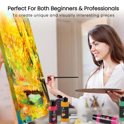 Acrylic Paint Set, 48 Colors, 2oz/60ml Bottles with 12 Brushes, 2 Knives & Palette - for Adults, Artists & Beginners - Arts and Crafts Painting Kit Gifts by VigorFun - Image 5