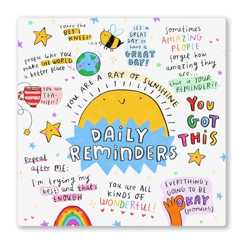 Positive Daily Affirmations Coasters Set Funny Mental Health Decor with Anti-Slip Cork Backing Diatom Mud & Ceramics Drink Coasters for Home Unique Friendship or Thank You Gift