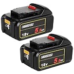 Powarobor 2 Pack 18V 5.5Ah DCB184 Lithium-Ion Replacement Battery for Dewalt 18V XR Power Tools compatible with DCB180 DCB182 DCB183 DCB200 DCB201