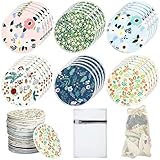 Sosation 30 Pcs Reusable Breast Pads Bamboo Nursing Pads with Wet and Laundry Bag Floral Nipple Favor Breastfeeding Mom Gift(Fresh Pattern)