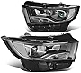 [Halogen Model] Pair of Projector Headlights Assembly Compatible with Ford Edge 2015-2018, Driver and Passenger Side, Black Housing Clear Corner