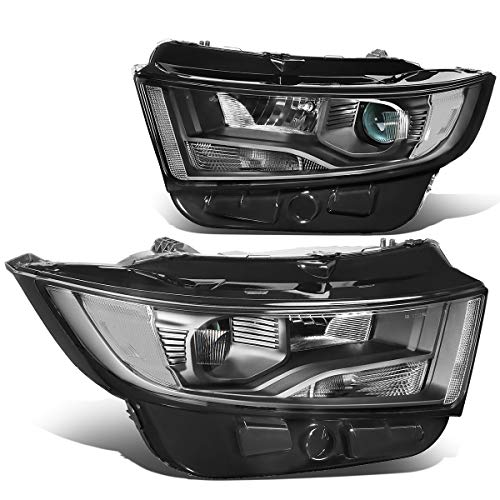 [Halogen Model] Pair of Projector Headlights Assembly Compatible with Ford Edge 2015-2018, Driver and Passenger Side, Black Housing Clear Corner