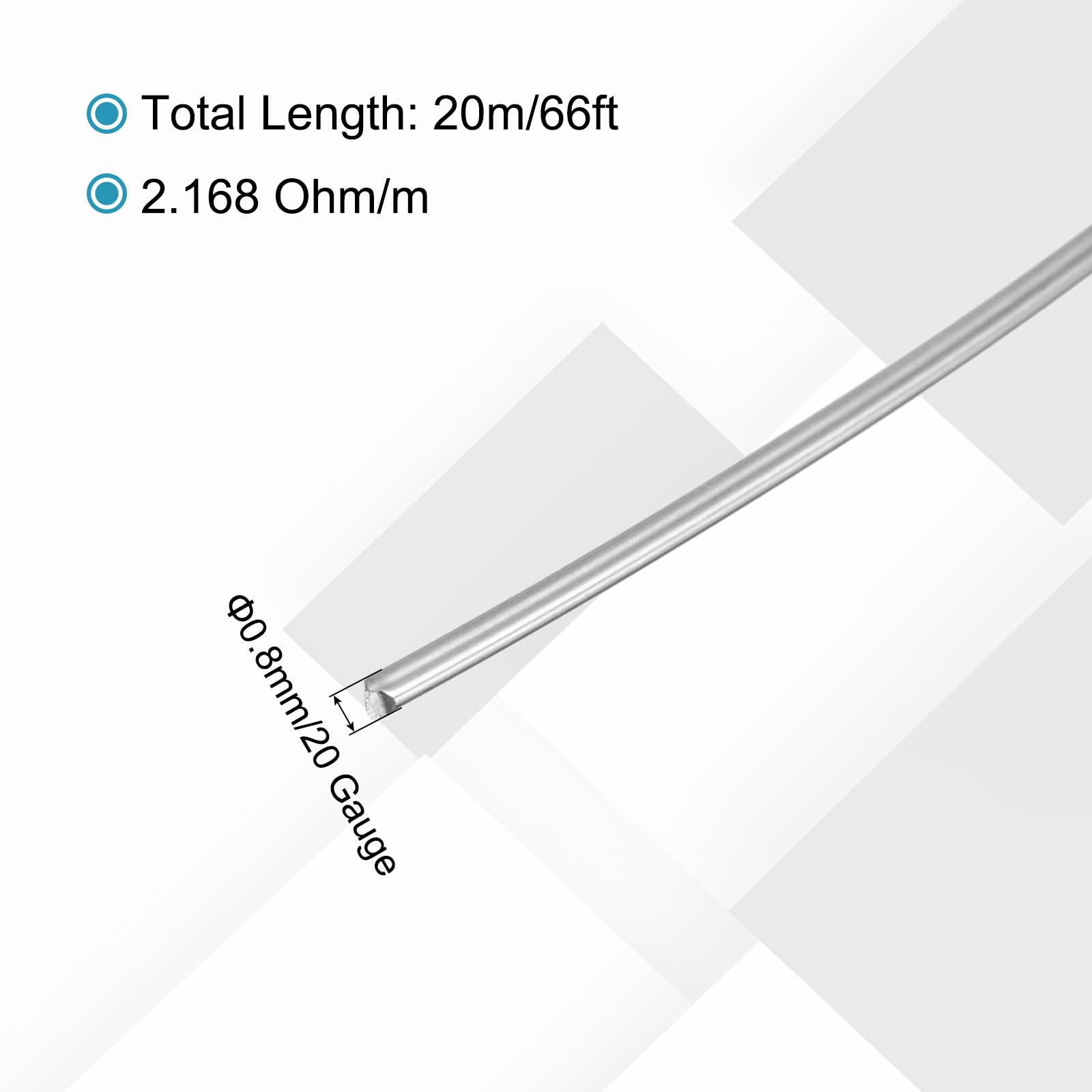 QUARKZMAN Alambre De Resistencia De Calentamiento Nichrome 80 Cr20Ni80 Calibre 20/0.8mm 20m Alta Temperatura Para Reparación De Componentes Electrónicos Negro