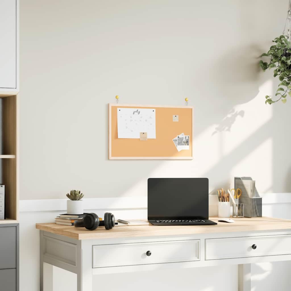 Lavagna in sughero con cornice in legno massello di pino, 60 x 40 cm, bacheca per appunti, per ufficio, casa, scuola, aiuto organizzativo per appunti e promemoria