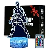 Magiclux Portugal Fußballer Nr.7 Nachtlicht 3D Optische Täuschung Lampe mit Fernbedienung 16 Farben Ändern Geburtstag Weihnachtsidee Geschenke für Fußball Fan Jungen Mädchen Teenager Männe