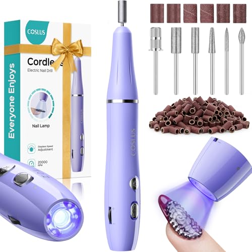 Top Foot, Hand, and Nail Care Products to Try in 2024 3 COSLUS Cordless Nail Drill Electric File: with Nail Lamp 2 in 1 Portable Nail Drill Machine Kit, Professional for Acrylic Gel Dip Powder Nails, Rechargeable Manicure Pedicure Tools Polish Set Purple